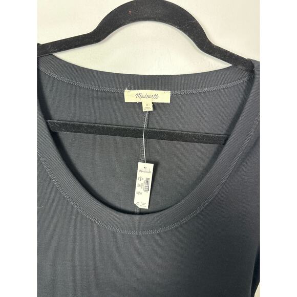 Madewell NWT Women’s Black (Re)generative Cotton Ribbed Scoopneck Tee size M - Picture 3 of 7